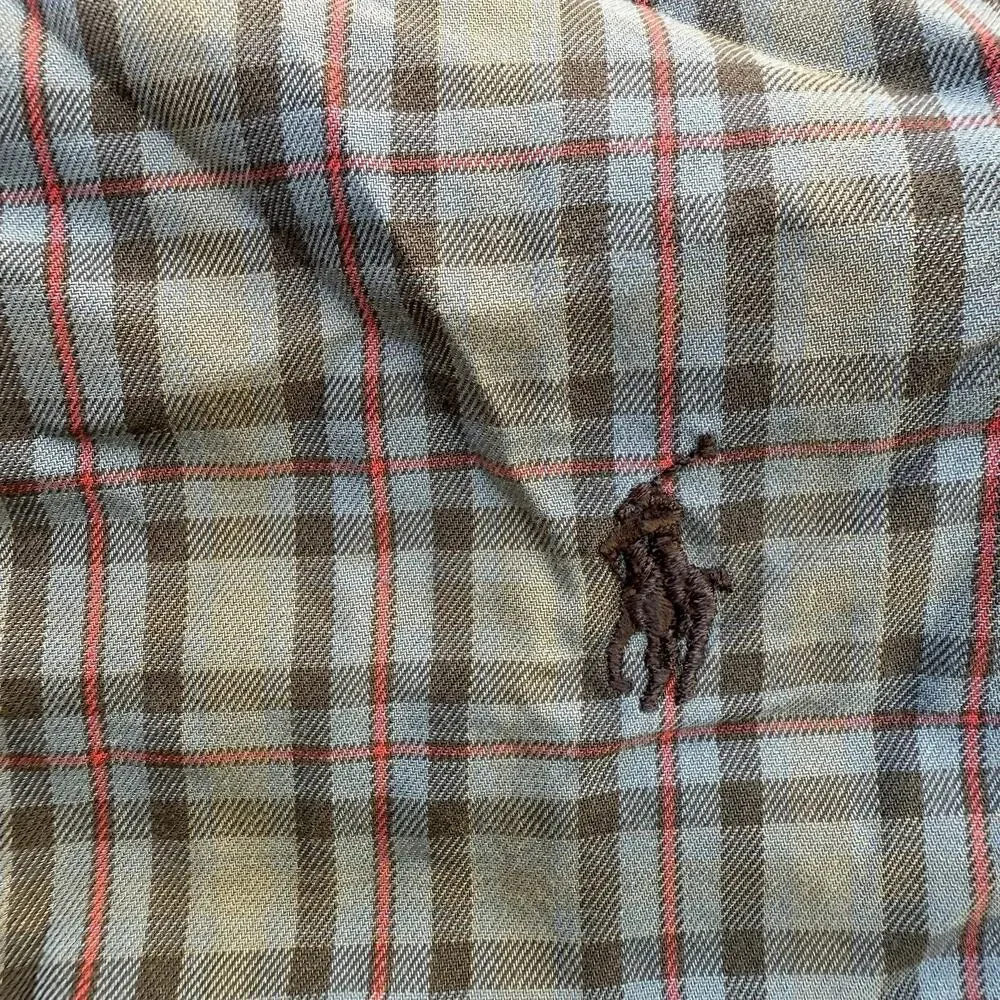 Ralph Lauren Shirt Men Large Brown Olive Plaid Button Up Long Sleeve 100% Cotton